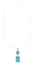 Southwest Turquoise Inlay Sterling Silver Box Chain Necklace Set JX129091